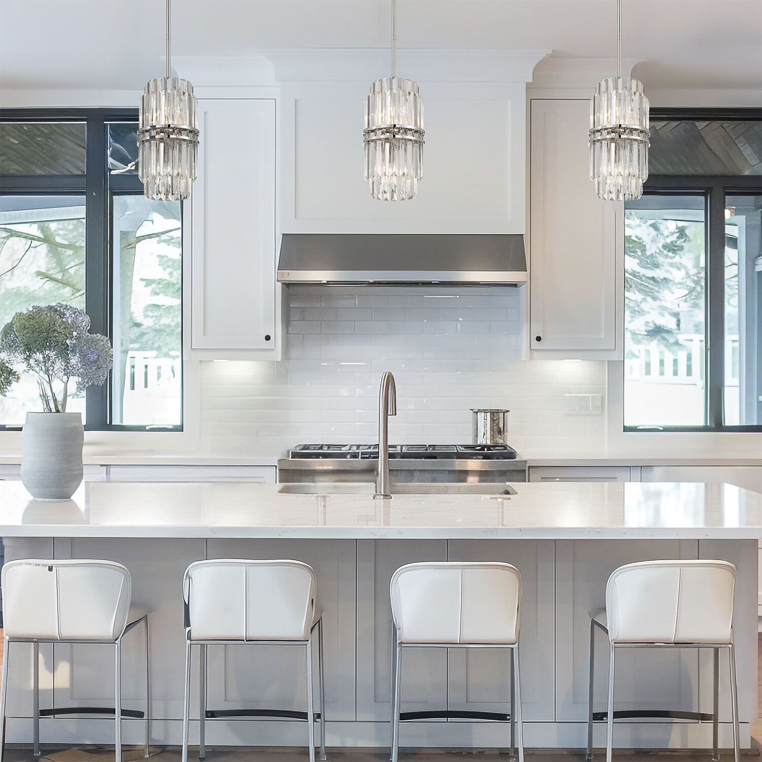 Hayes 4 Light 8 inch Polished Nickel Mini Pendant Ceiling Light