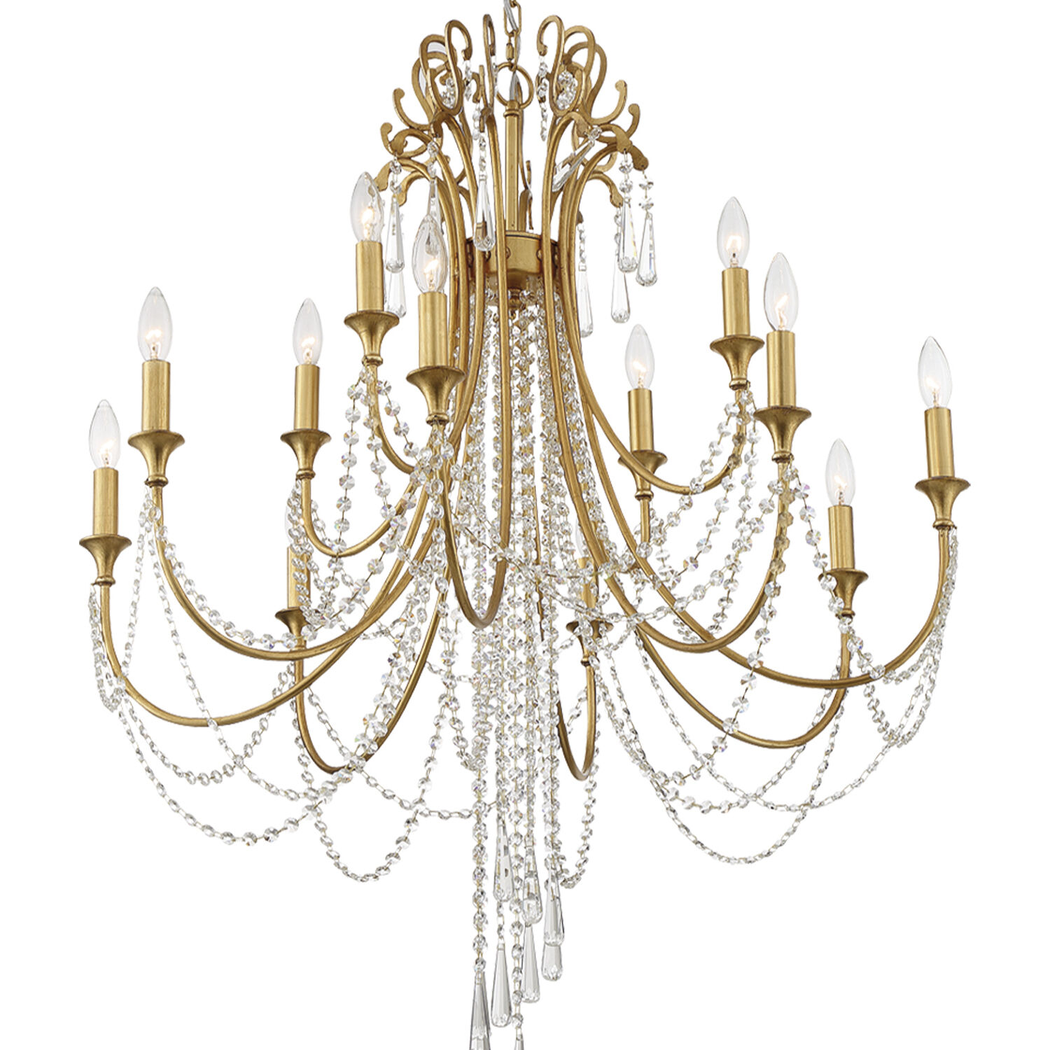 Arcadia 12 Light 32.5 inch Antique Gold Chandelier Ceiling Light