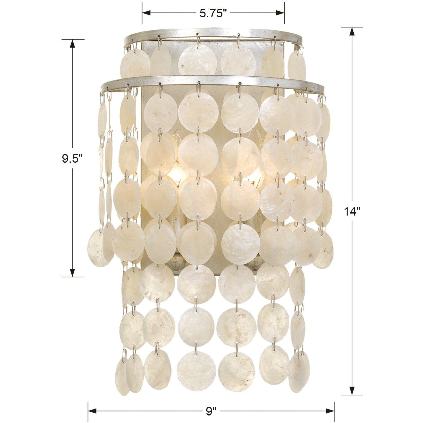 Brielle 2 Light 9 inch Antique Silver Sconce Wall Light