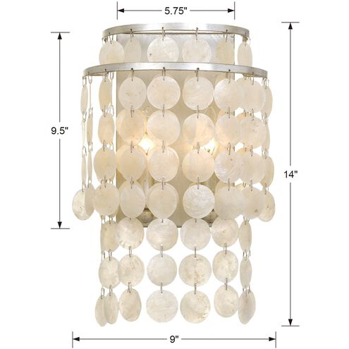 Brielle 2 Light 9 inch Antique Silver Sconce Wall Light