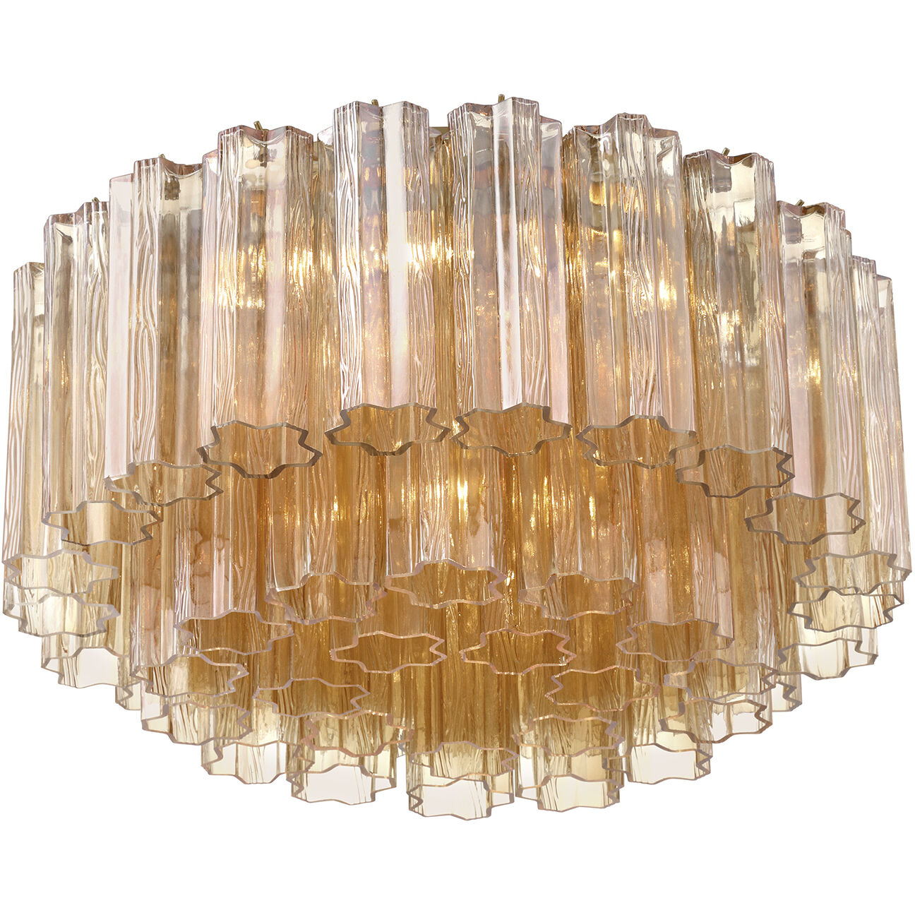 Addis 7 Light 22.25 inch Aged Brass Flush Mount Ceiling Light in Tronchi Glass Amber