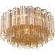Addis 7 Light 22.25 inch Aged Brass Flush Mount Ceiling Light in Tronchi Glass Amber