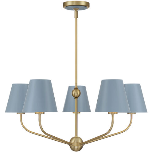 Xavier 5 Light 28 inch Vibrant Gold and Blue Chandelier Ceiling Light