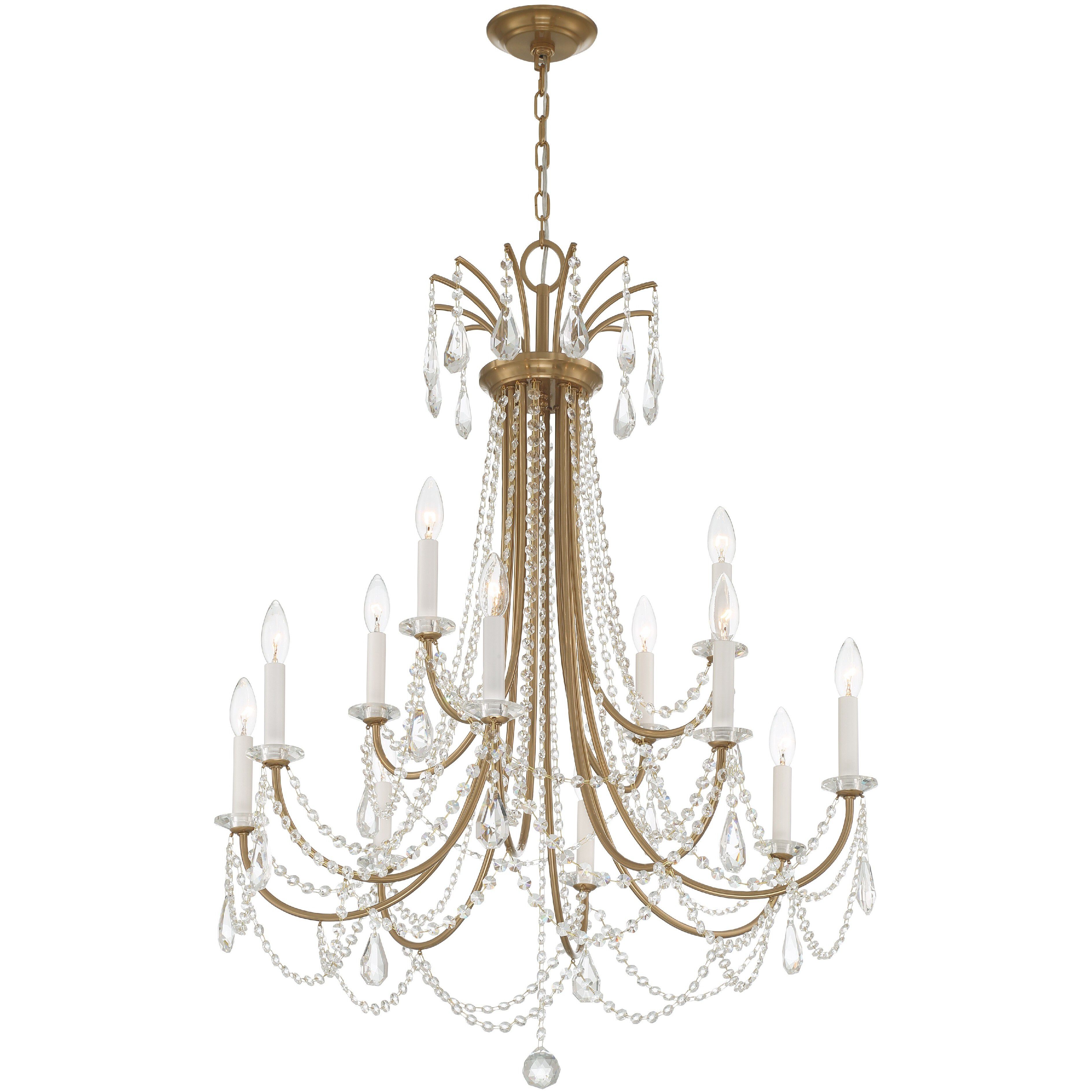 Karrington 12 Light 30 inch Aged Brass Chandelier Ceiling Light
