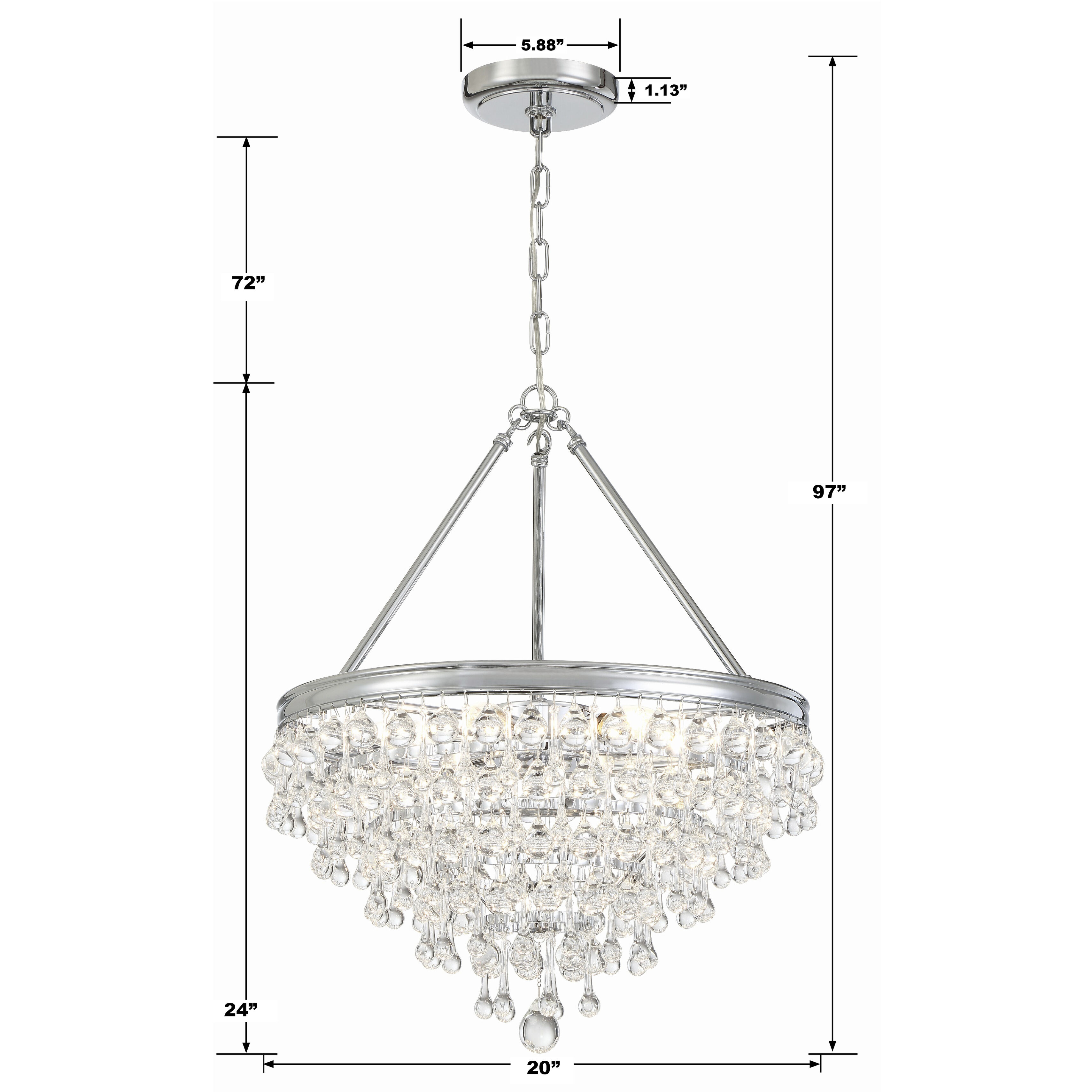 Calypso 6 Light 20 inch Polished Chrome Chandelier Ceiling Light