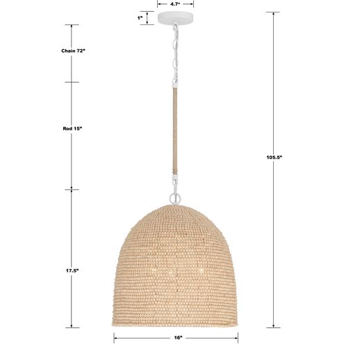 Jasper 3 Light 16 inch Matte White Pendant Ceiling Light