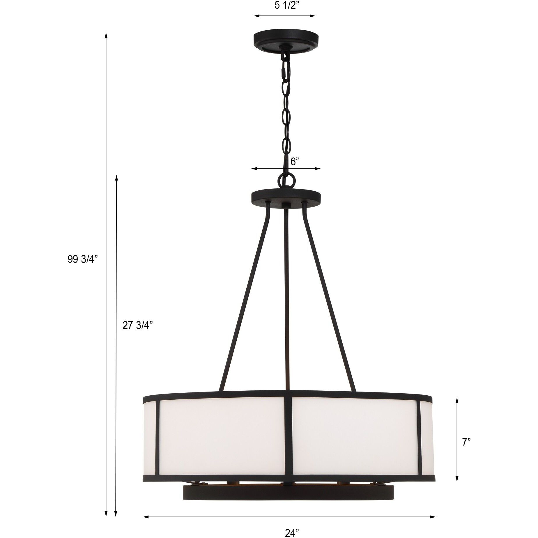Bryant 6 Light 24 inch Black Forged Chandelier Ceiling Light