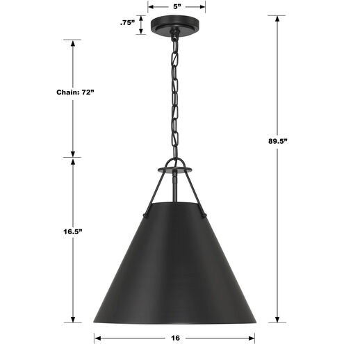 Xavier 3 Light 16 inch Matte Black Pendant Ceiling Light