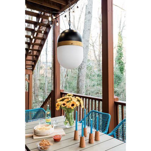 Capsule 3 Light 12.25 inch Matte Black and Textured Gold Outdoor Pendant, Brian Patrick Flynn