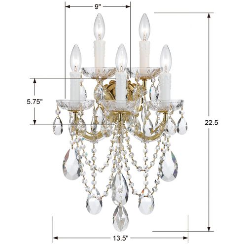 Maria Theresa 5 Light 13.5 inch Gold Sconce Wall Light in Clear Hand Cut