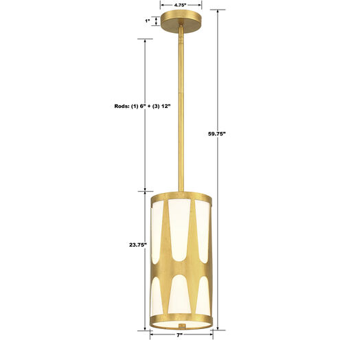 Royston 1 Light 7 inch Antique Gold Mini Pendant Ceiling Light