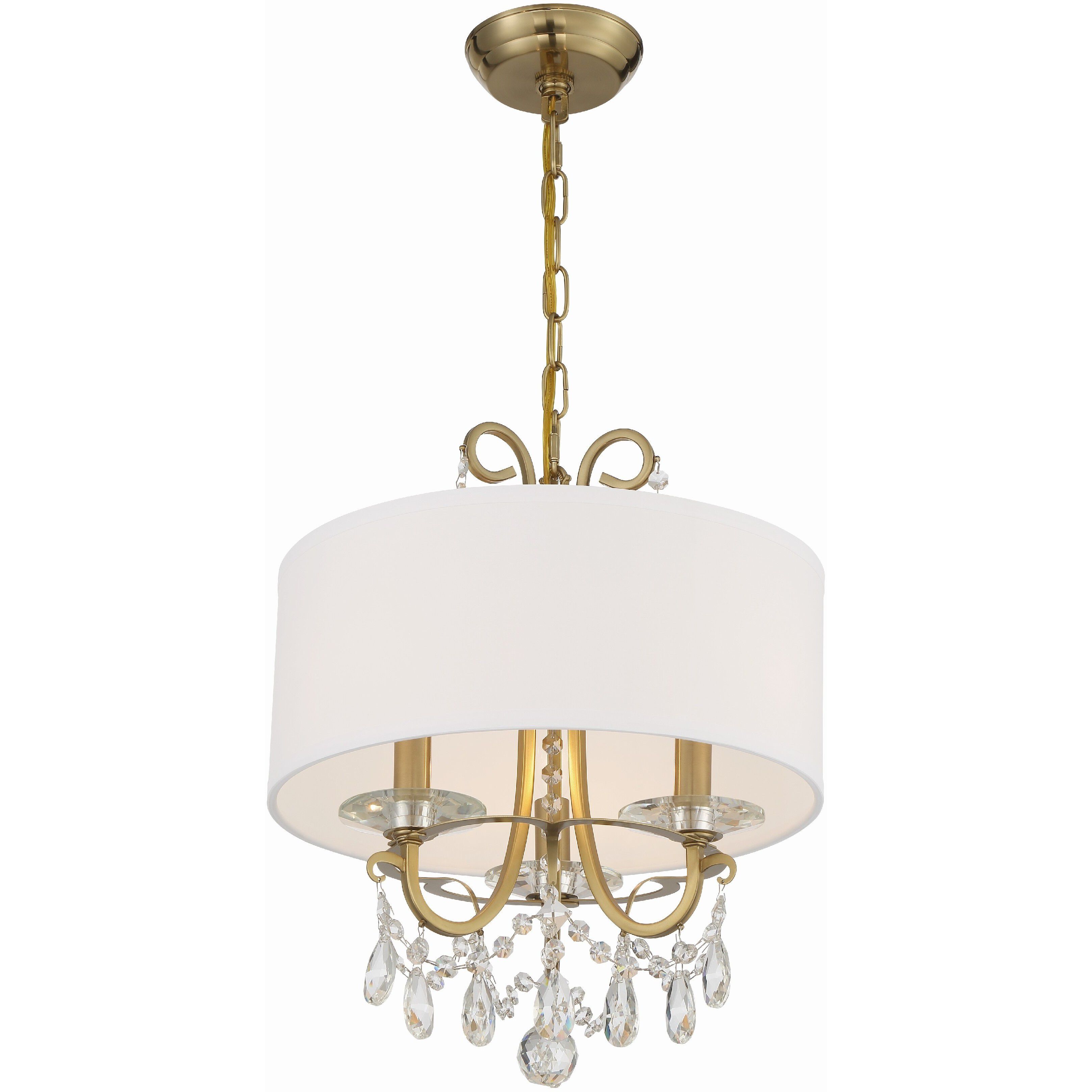 Othello 3 Light 14 inch Vibrant Gold Mini Chandelier Ceiling Light in Clear Swarovski Strass