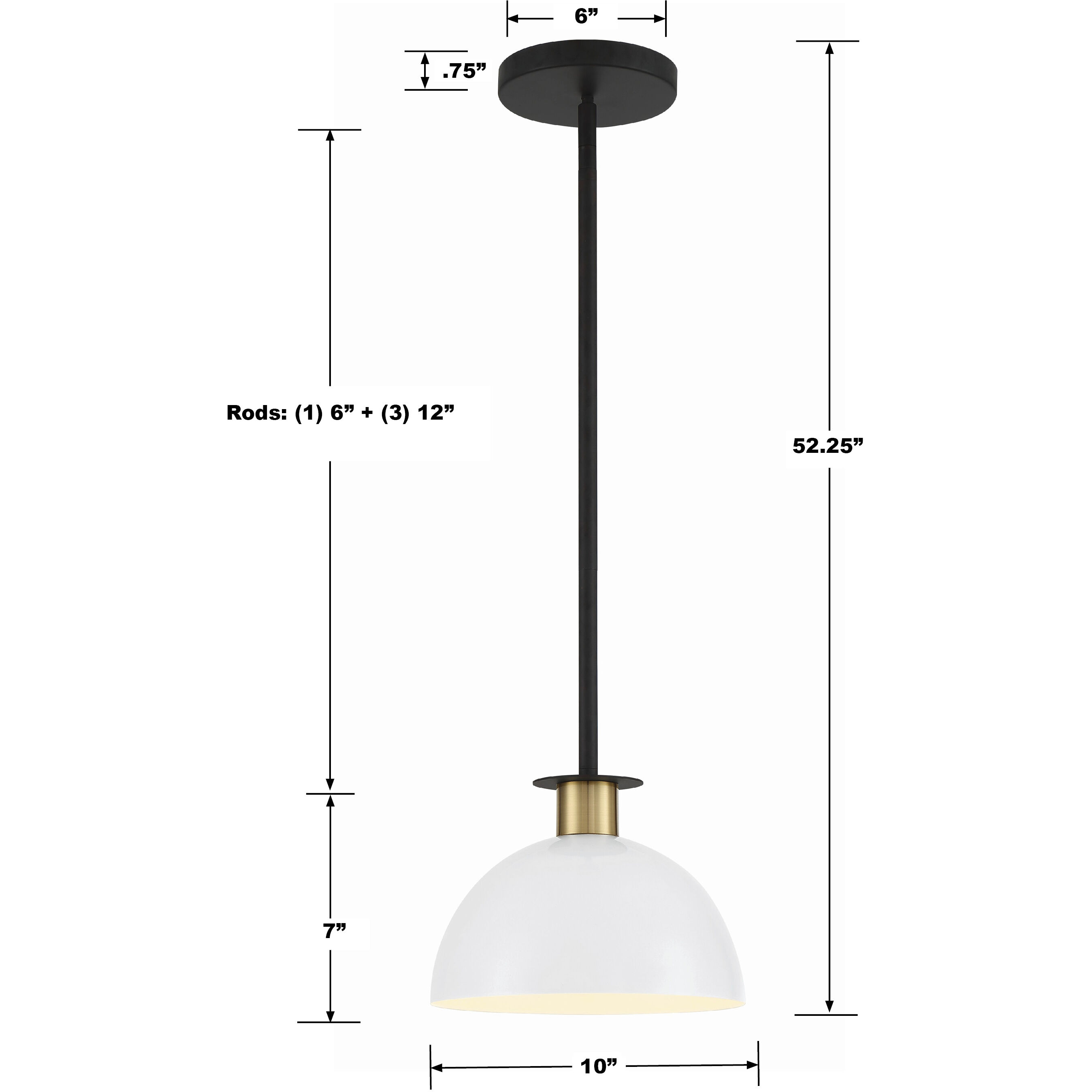 Gigi 1 Light 10 inch Black and Aged Brass Mini Pendant Ceiling Light