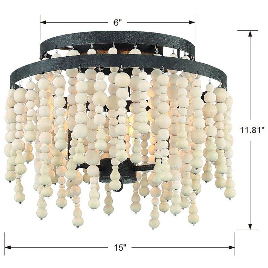 Poppy 3 Light 15 inch Forged Bronze Semi Flush Ceiling Light