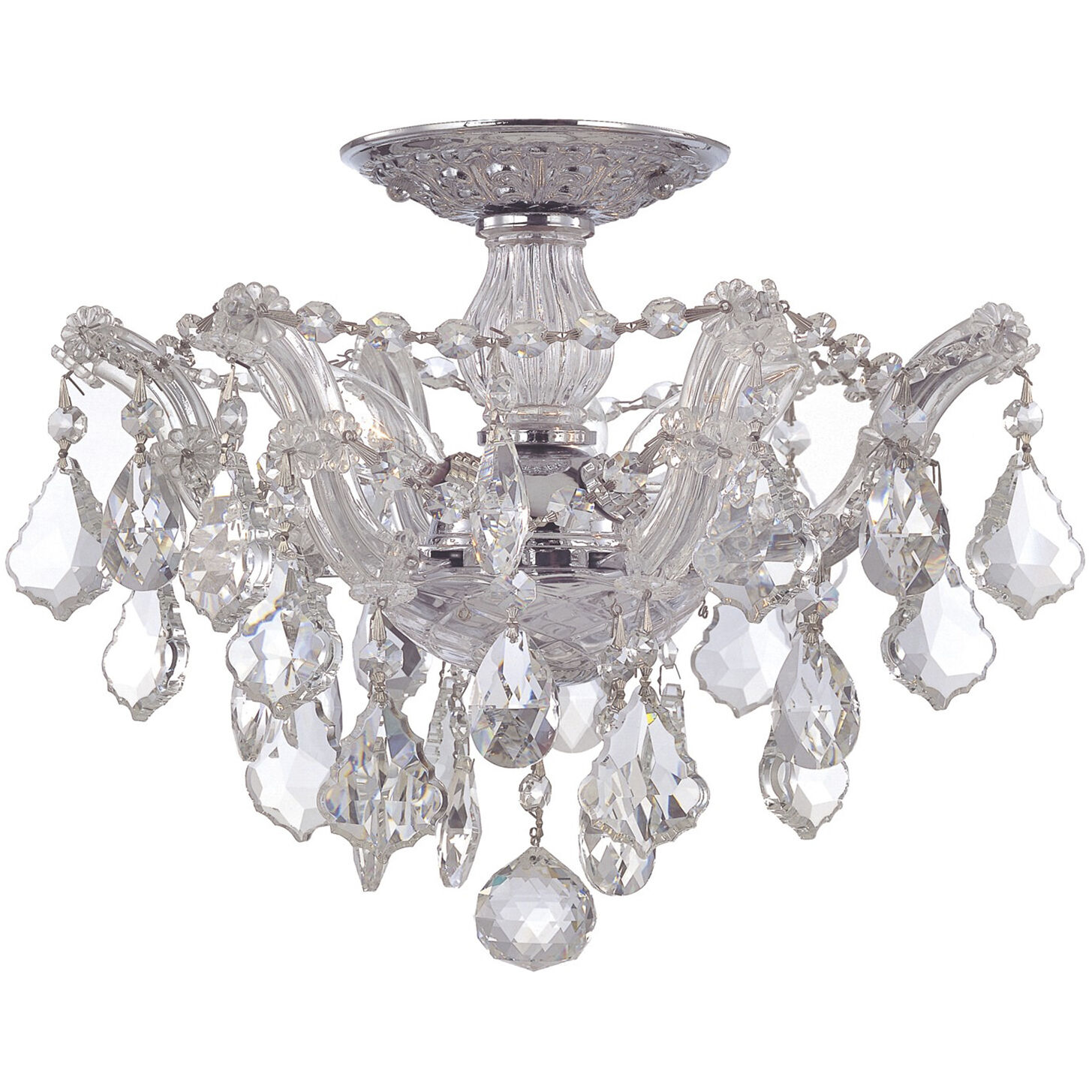 Maria Theresa 3 Light 13.5 inch Polished Chrome Semi Flush Ceiling Light in Clear Hand Cut