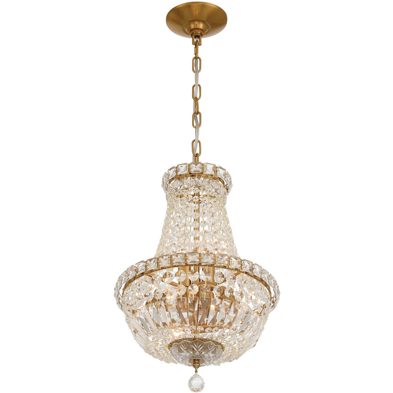 Roslyn 5 Light 12 inch Aged Brass Mini Chandelier Ceiling Light