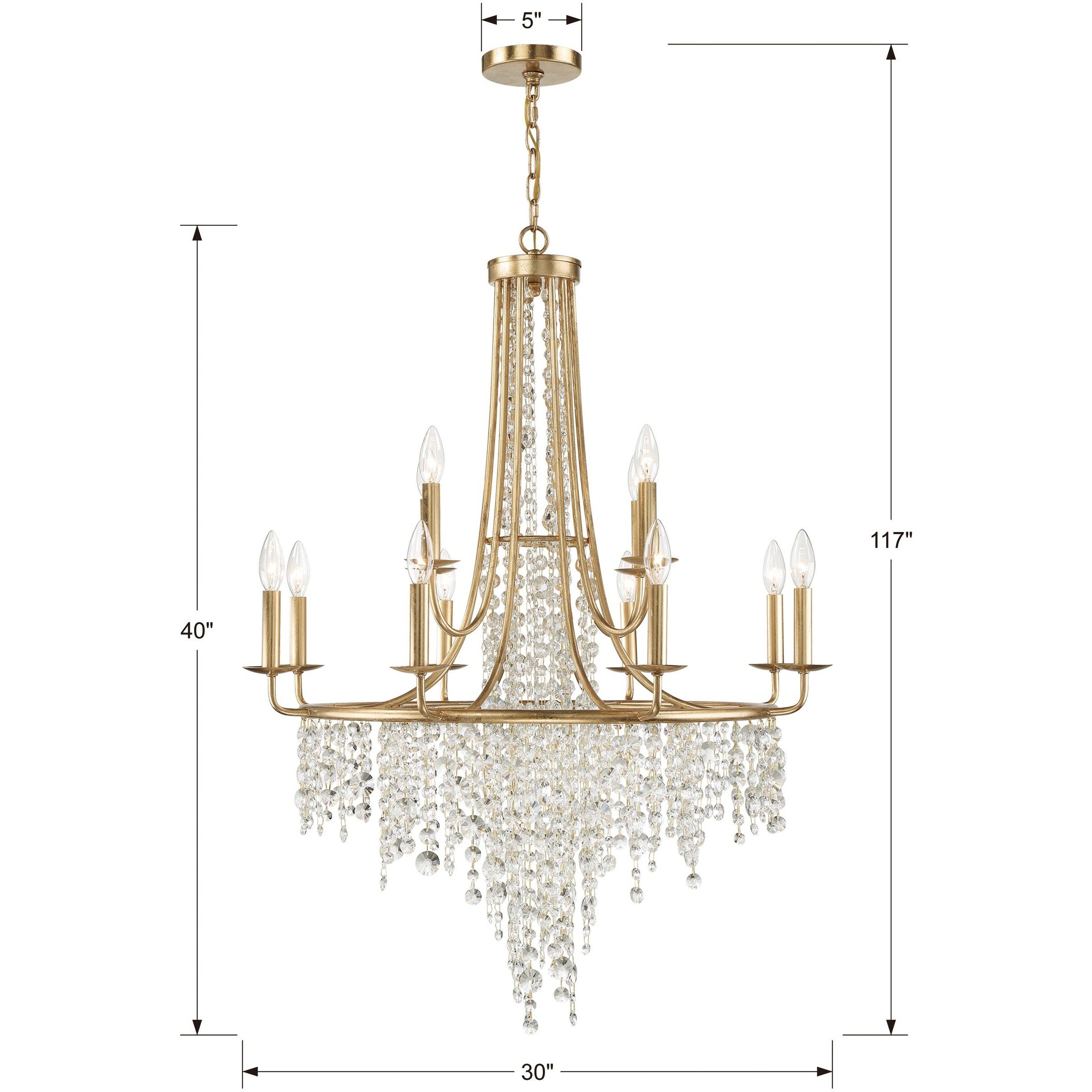 Gabrielle 12 Light 30 inch Antique Gold Chandelier Ceiling Light