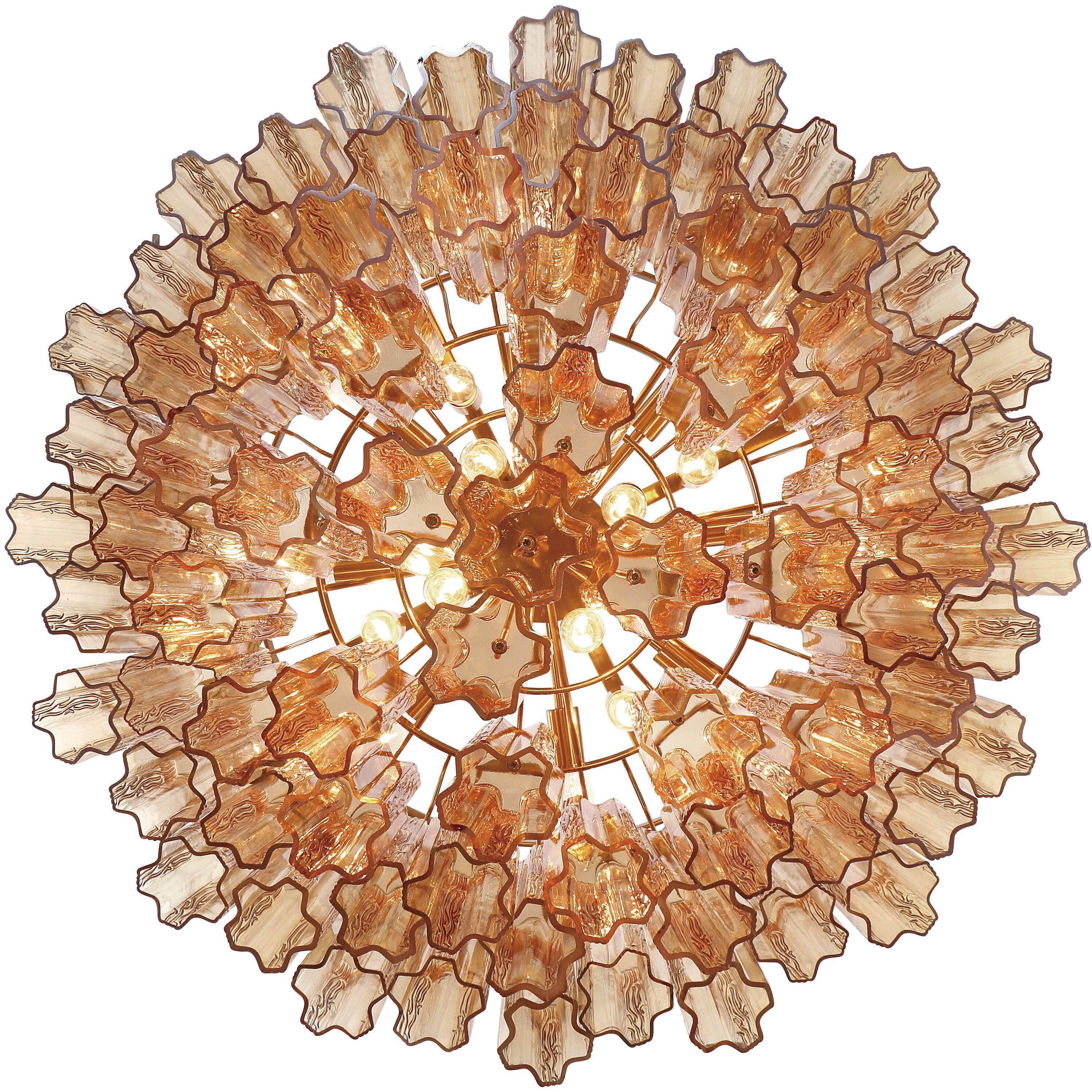 Addis 16 Light 32 inch Aged Brass Chandelier Ceiling Light in Tronchi Glass Amber