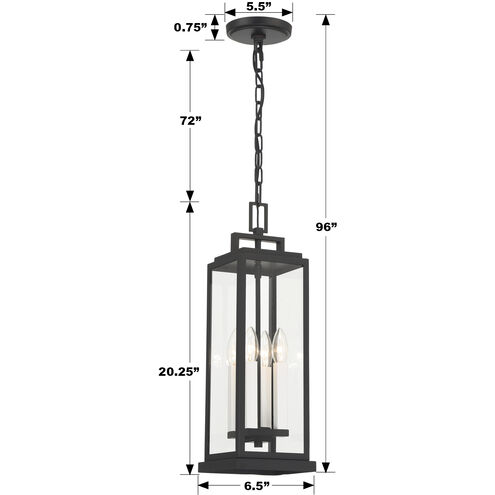 Aspen 4 Light 6.5 inch Matte Black Pendant Ceiling Light