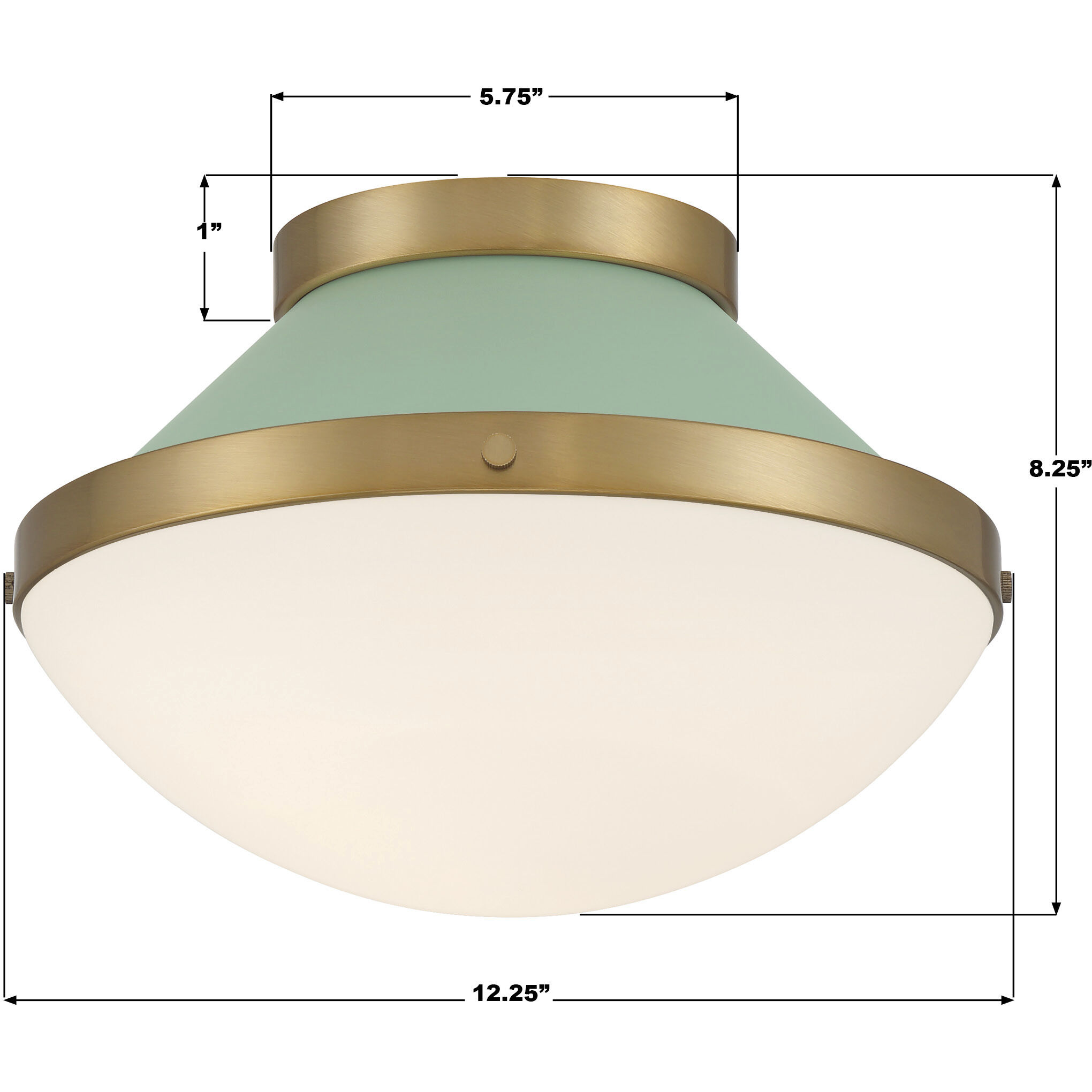 Xander 1 Light 12.25 inch Vibrant Gold Flush Ceiling Light in Vibrant Gold and Green