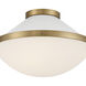 Xander 2 Light 16.25 inch Vibrant Gold Flush Ceiling Light in Vibrant Gold and White