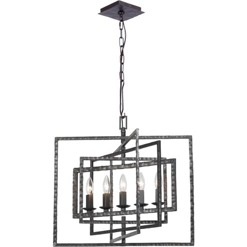 Capri 5 Light 24 inch Raw Steel Chandelier Ceiling Light