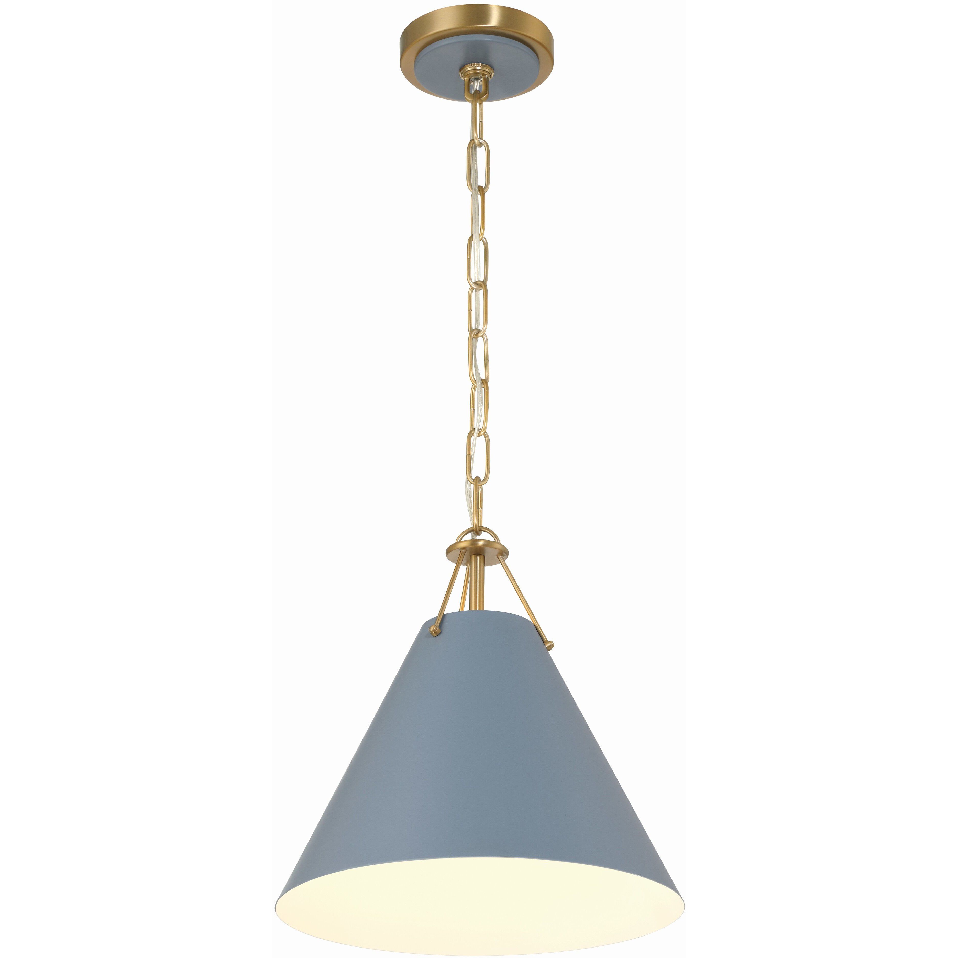 Xavier 1 Light 12 inch Vibrant Gold Mini Pendant Ceiling Light in Vibrant Gold and Blue