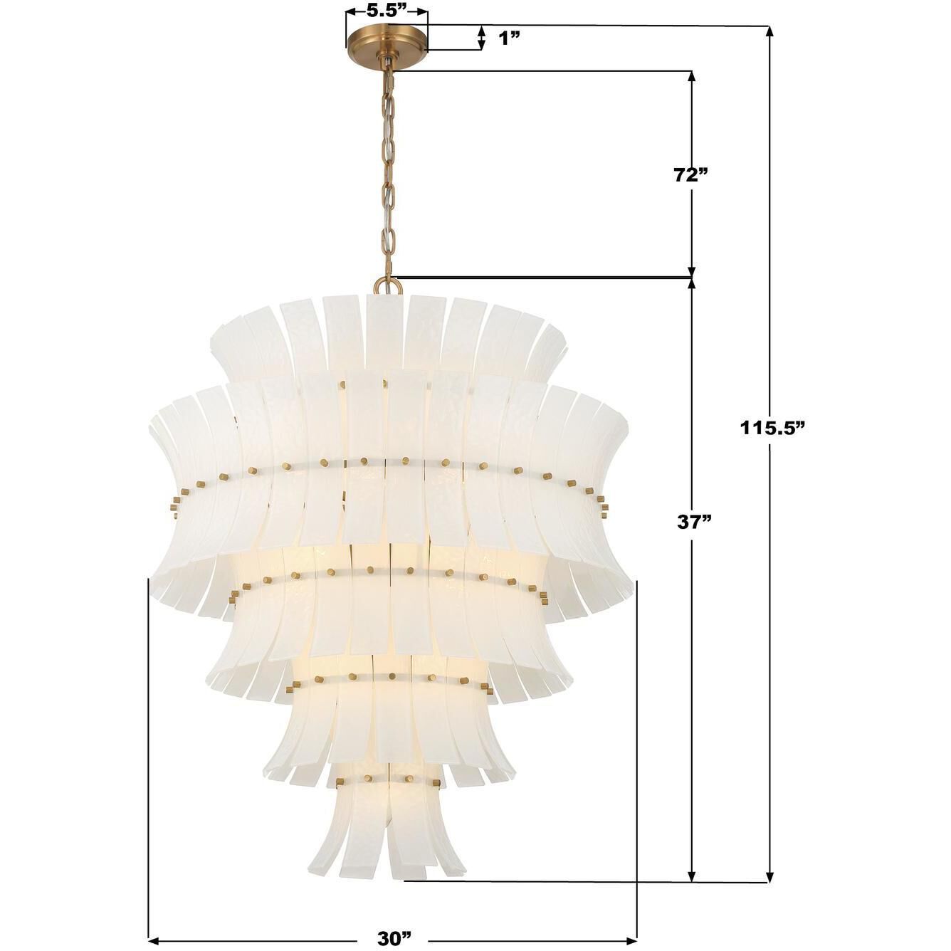 Abigail 21 Light 29.5 inch Aged Brass Chandelier Ceiling Light in White