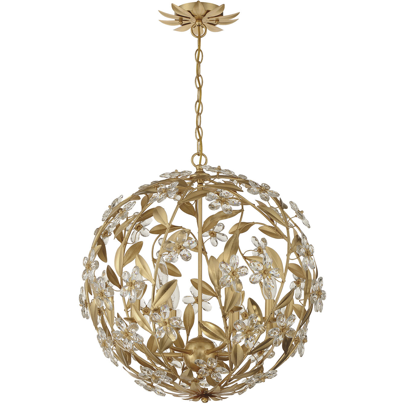 Marselle 6 Light 22 inch Antique Gold Chandelier Ceiling Light