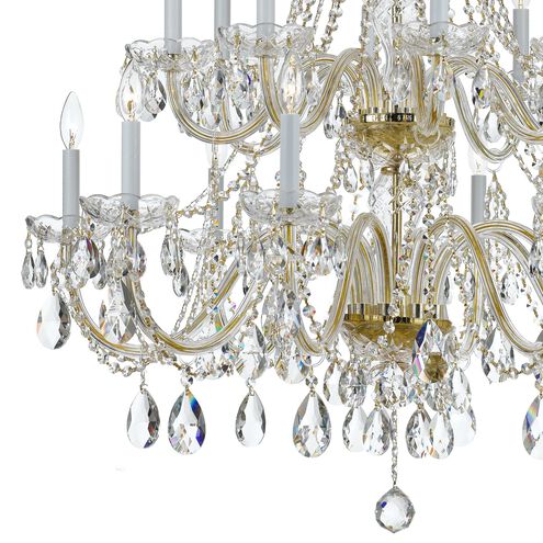 Traditional Crystal 16 Light 37 inch Polished Brass Chandelier Ceiling Light in Clear Swarovski Strass