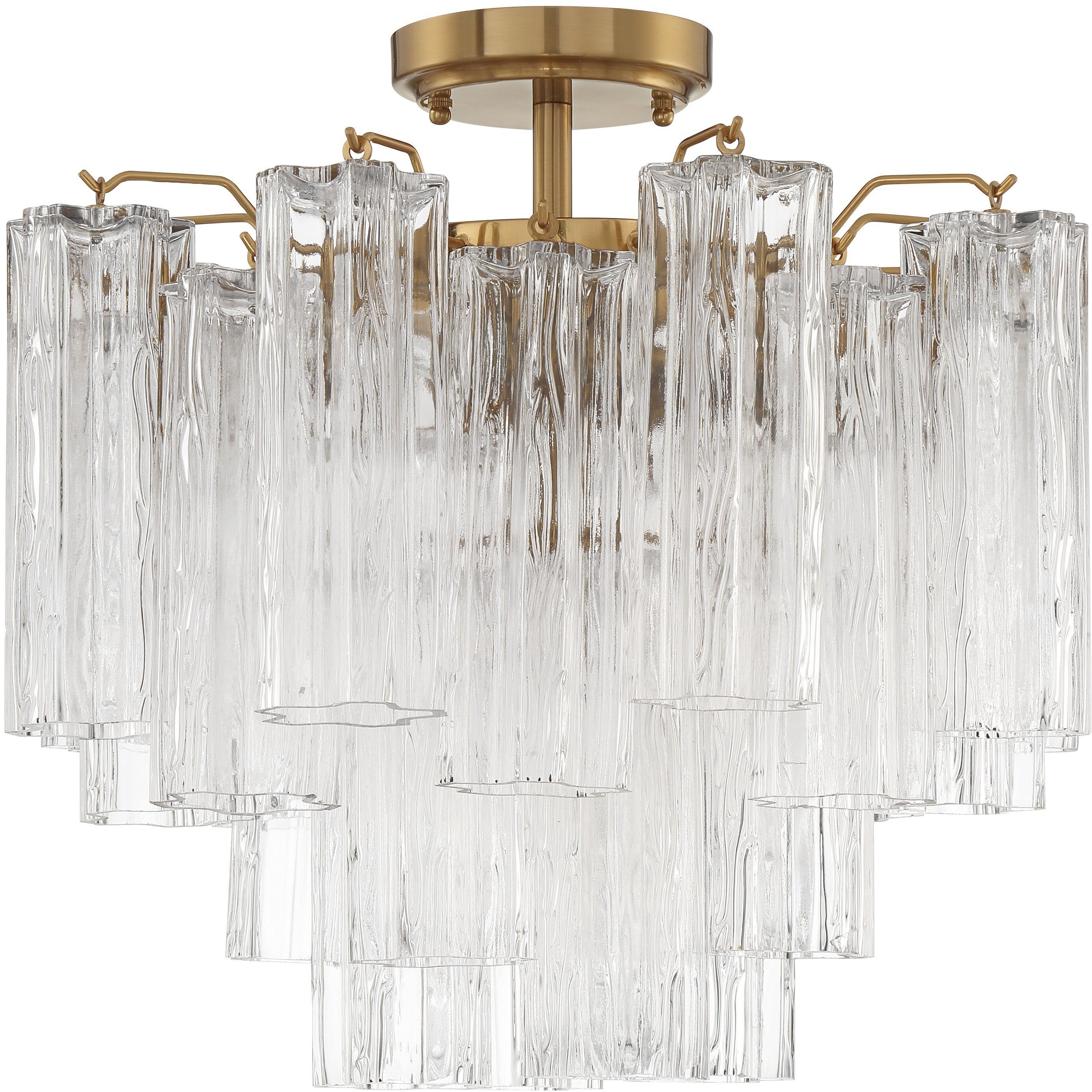 Addis 4 Light 17.75 inch Aged Brass Semi Flush Ceiling Light in Clear