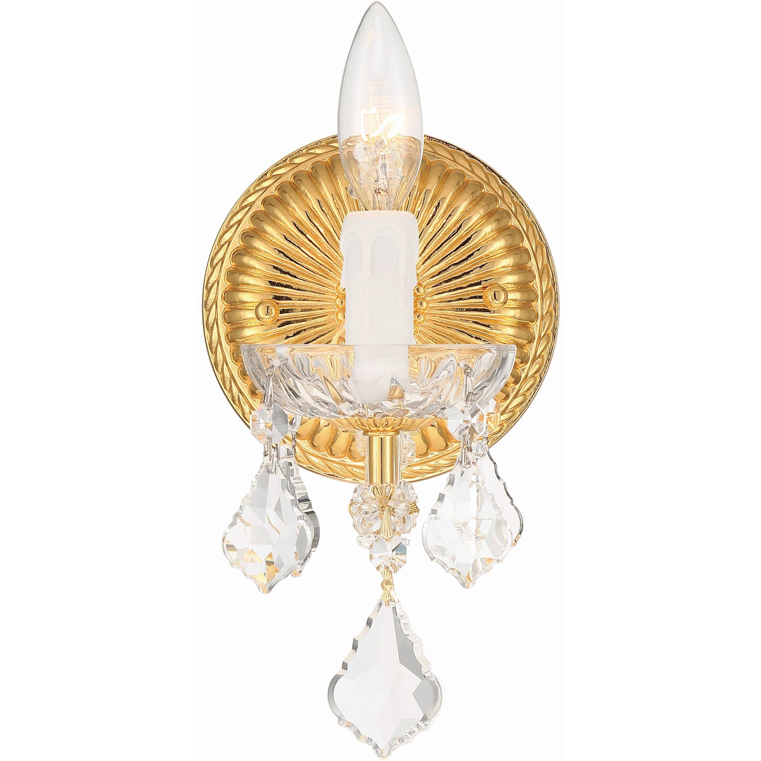 Maria Theresa Sconce Wall Light in Clear Hand Cut, Gold