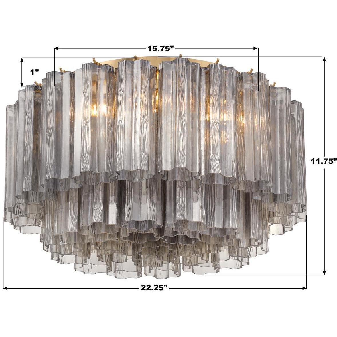 Addis 7 Light 22.25 inch Aged Brass Flush Mount Ceiling Light in Smoke