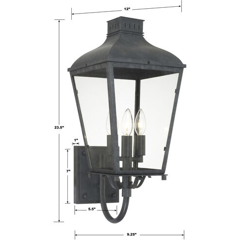 Dumont 3 Light 23.5 inch Graphite Outdoor Sconce