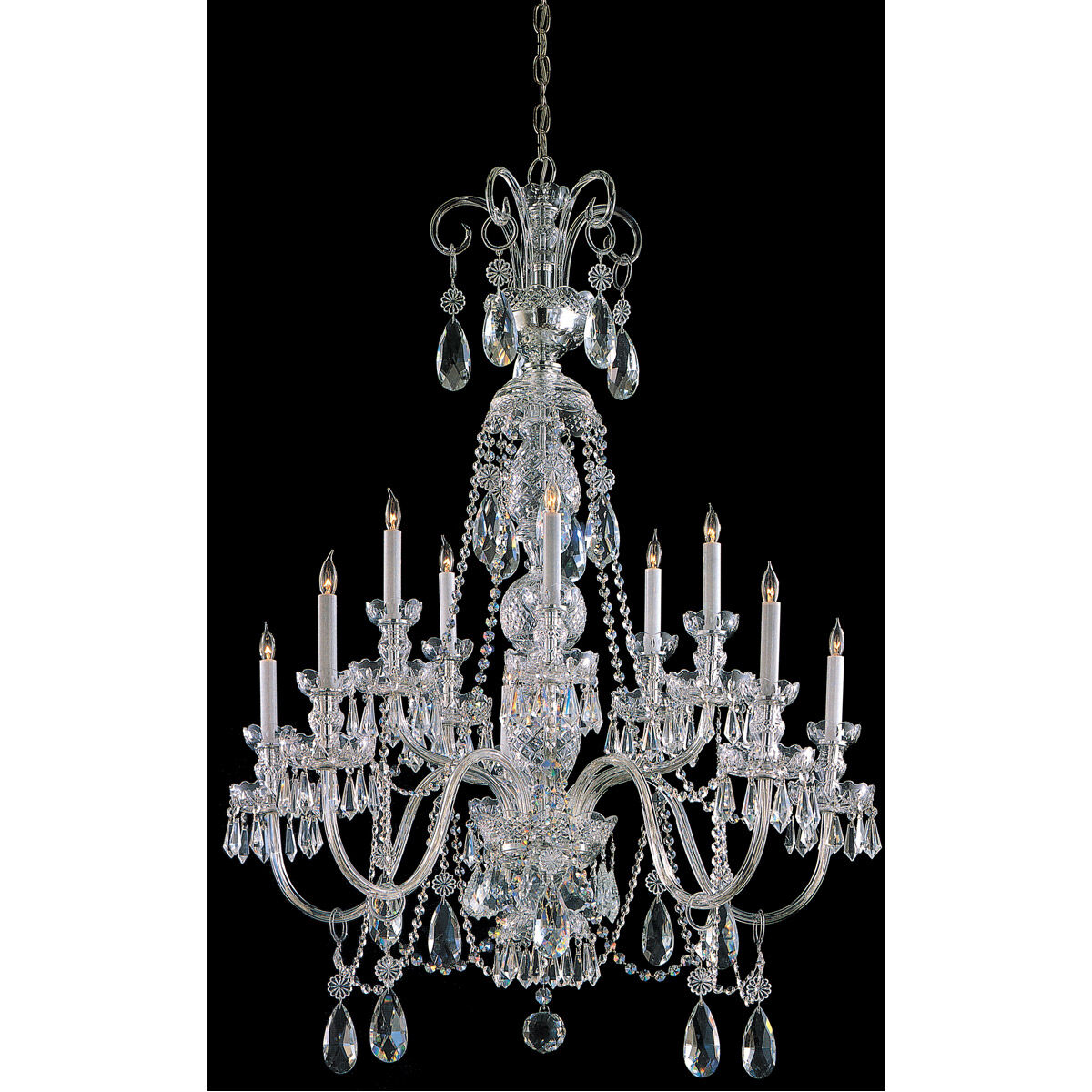 Traditional Crystal 10 Light 36 inch Polished Chrome Chandelier Ceiling Light