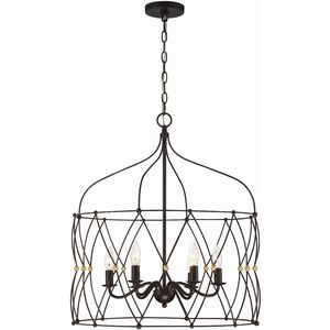Zucca 6 Light 24 inch English Bronze and Antique Gold Hanging Lantern Ceiling Light