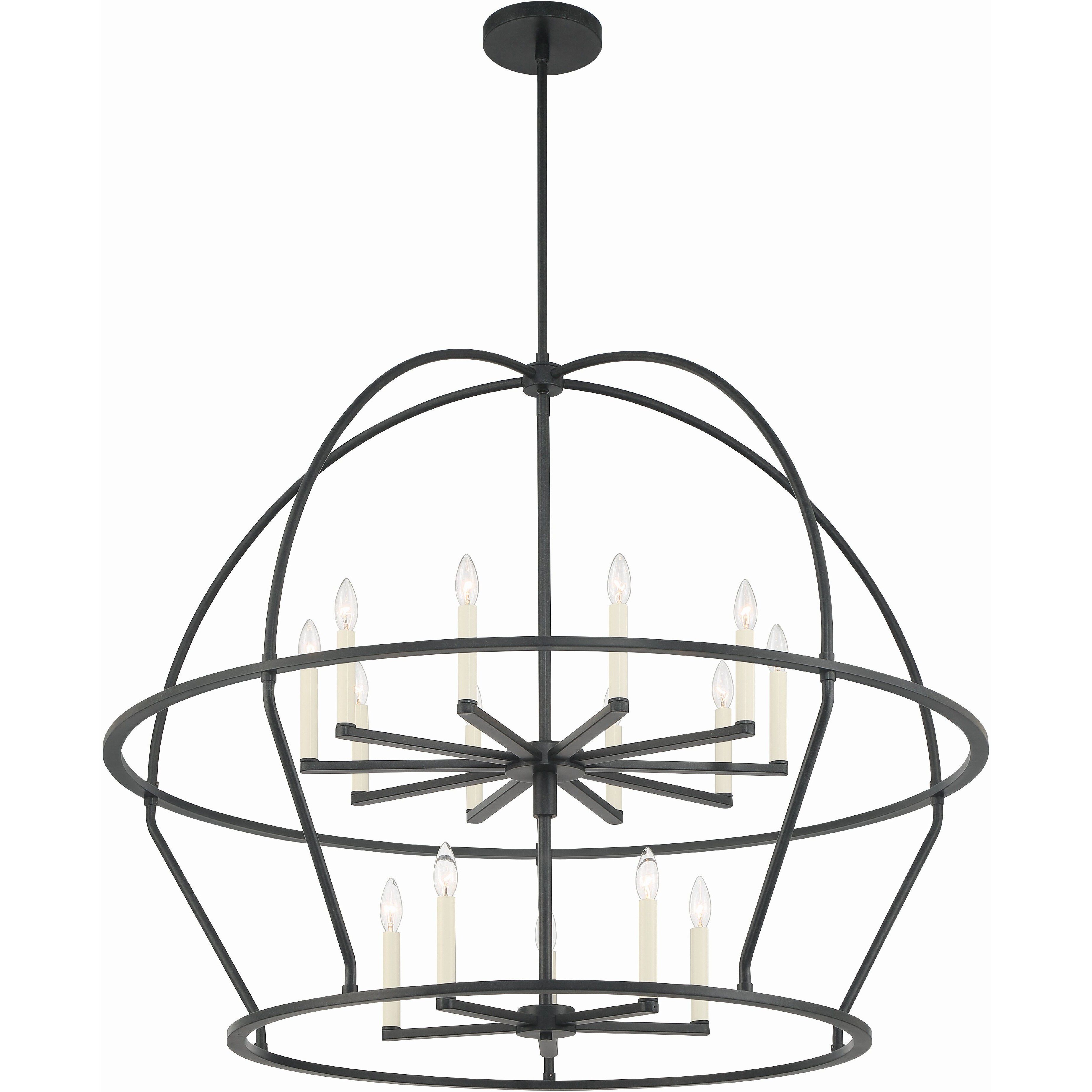 Abbott 15 Light 48 inch Black Chandelier Ceiling Light