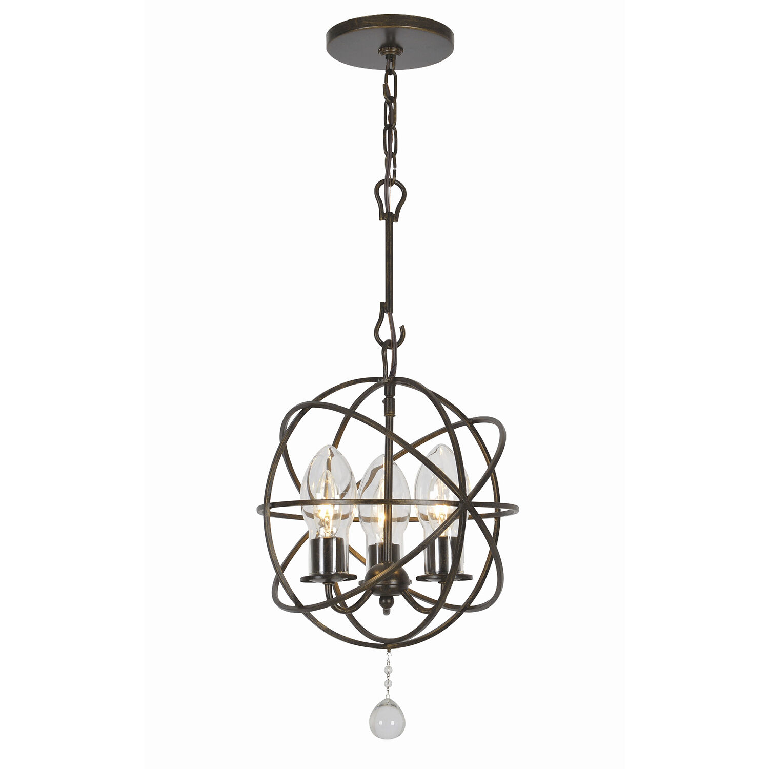 Solaris 3 Light 12 inch English Bronze Outdoor Chandelier