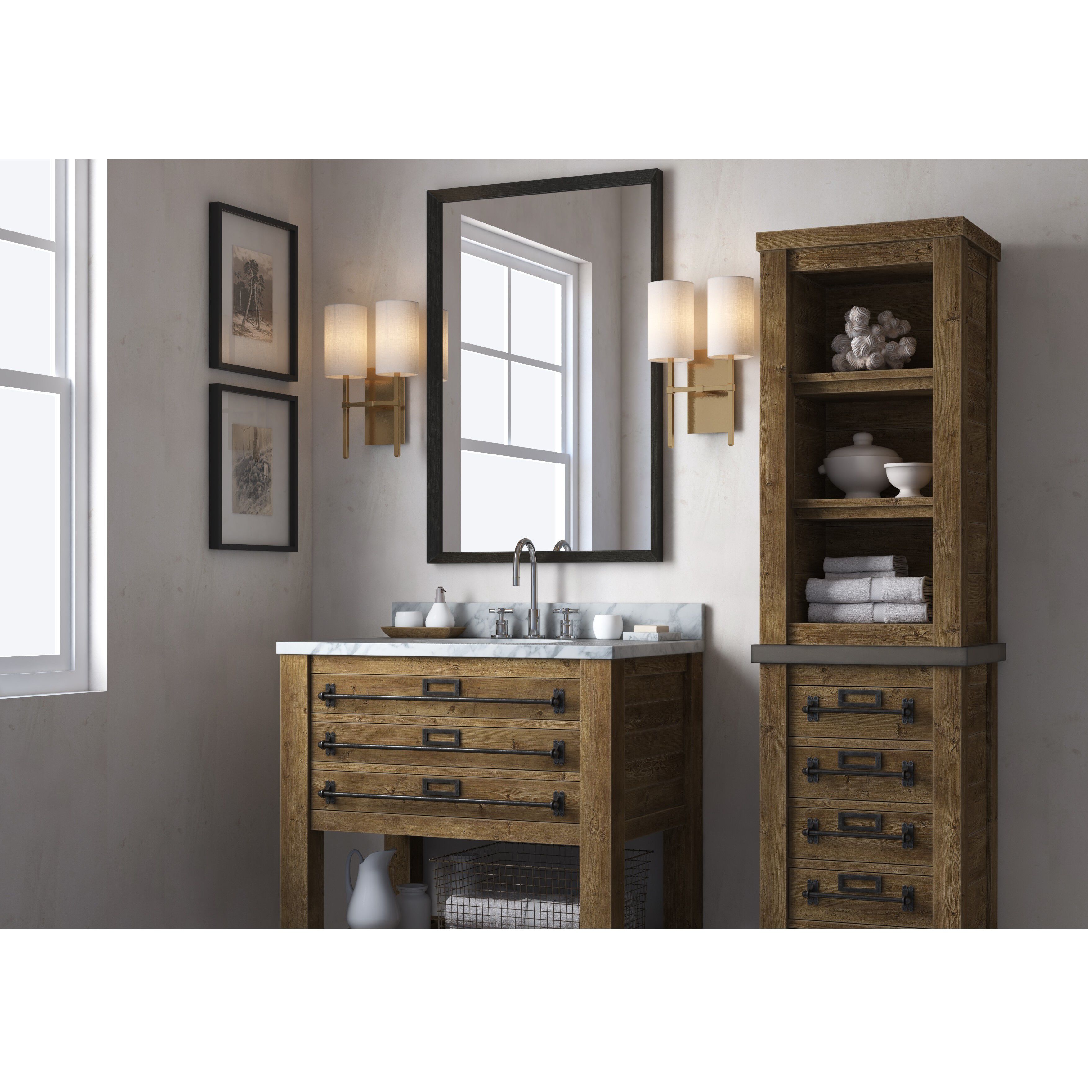 Veronica Bath Wall Light in Aged Brass