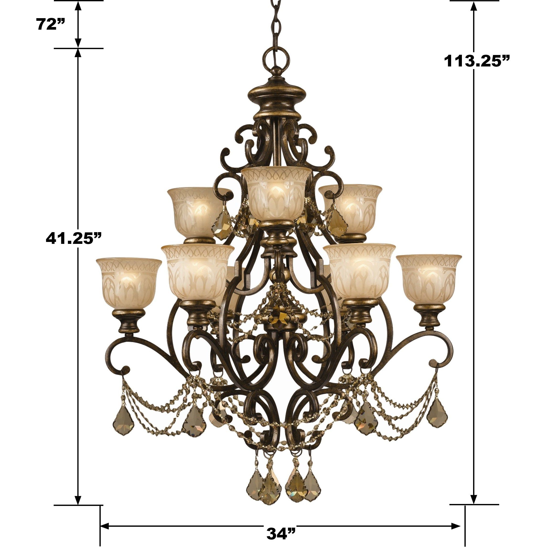 Norwalk 9 Light 34 inch Bronze Umber Chandelier Ceiling Light in Golden Teak Hand Cut