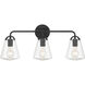 Voss 3 Light 25 inch Matte Black Bath Vanity Wall Light