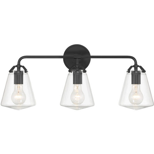 Voss 3 Light 25 inch Matte Black Bath Vanity Wall Light