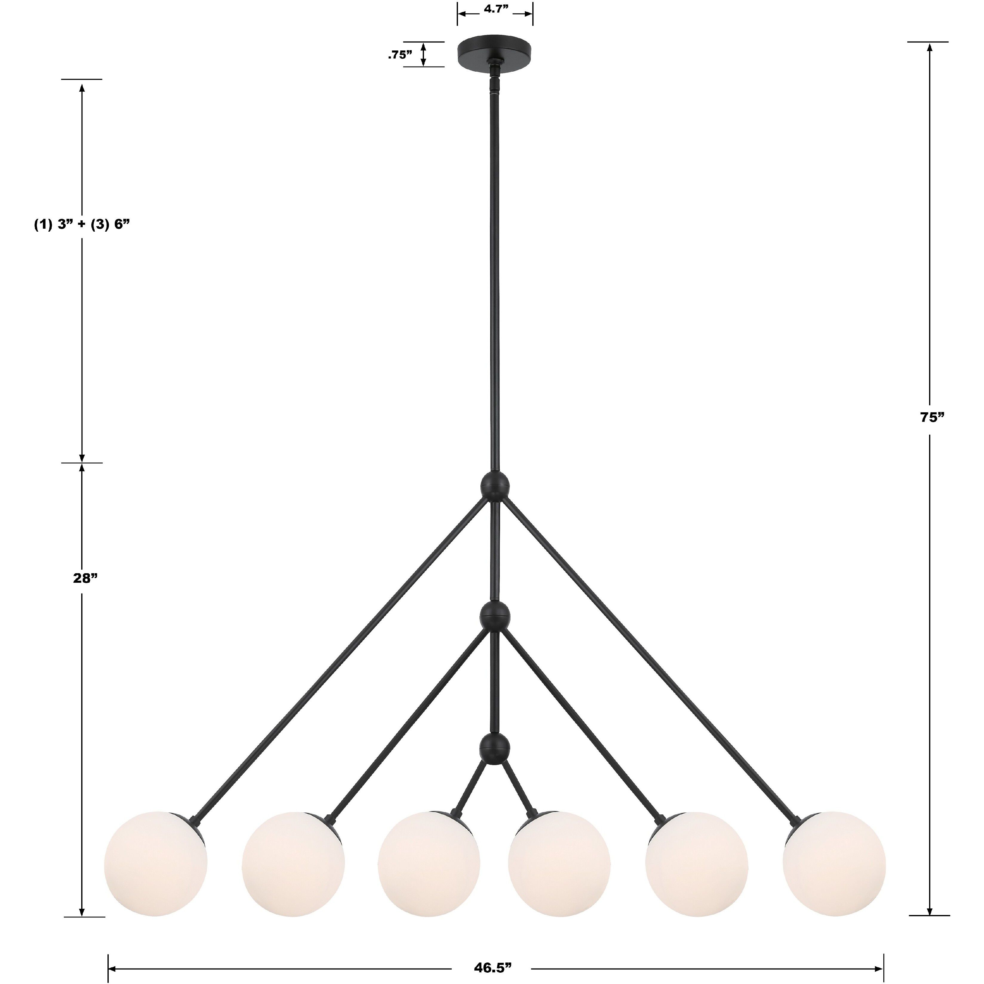 Omni 6 Light 46.5 inch Matte Black Chandelier Ceiling Light