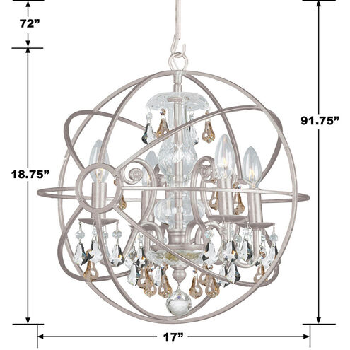 Solaris 4 Light 17 inch Olde Silver Mini Chandelier Ceiling Light in Golden Shadow Hand Cut