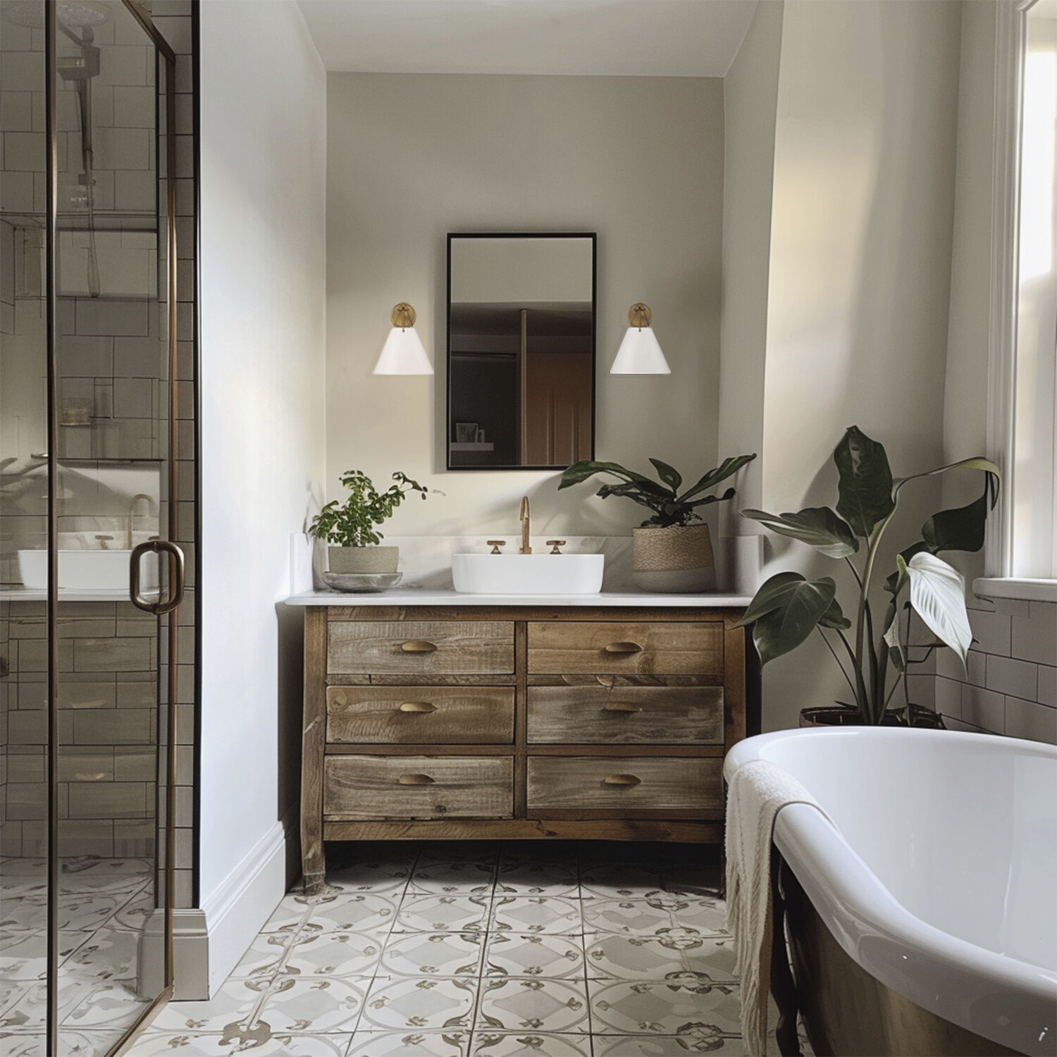 Xavier Bath Sconce Wall Light in Vibrant Gold and White