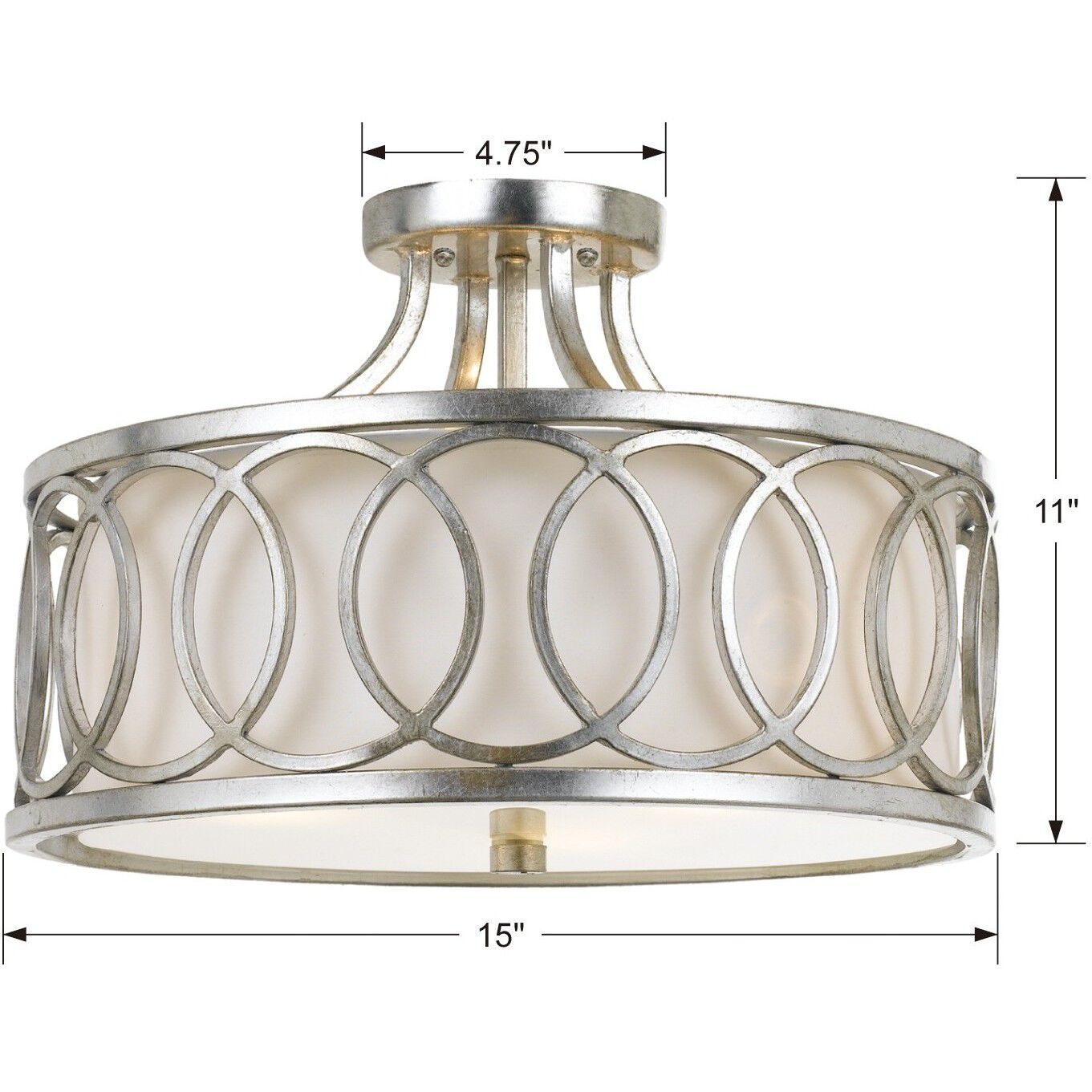Graham 3 Light 15 inch Antique Silver Semi Flush Ceiling Light