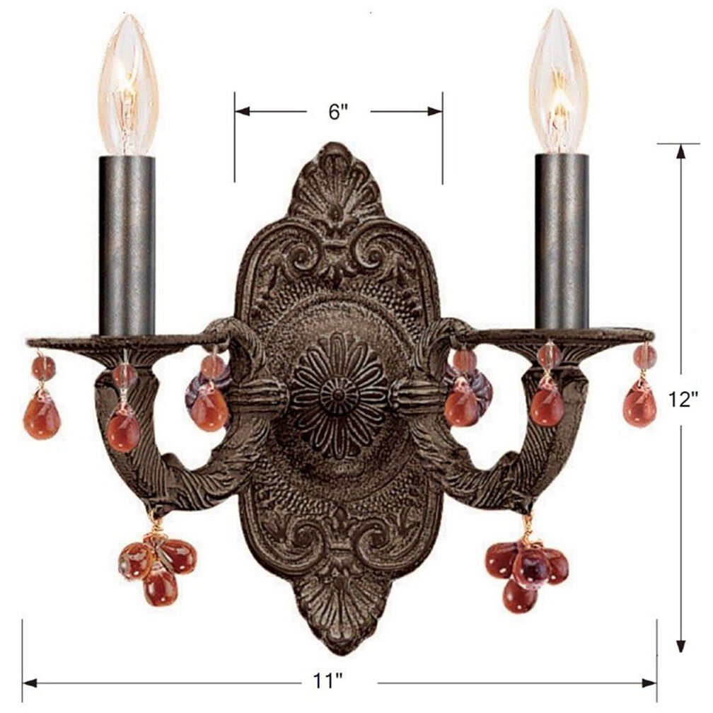 Paris Market Sconce Wall Light in Venetian Bronze, Amber