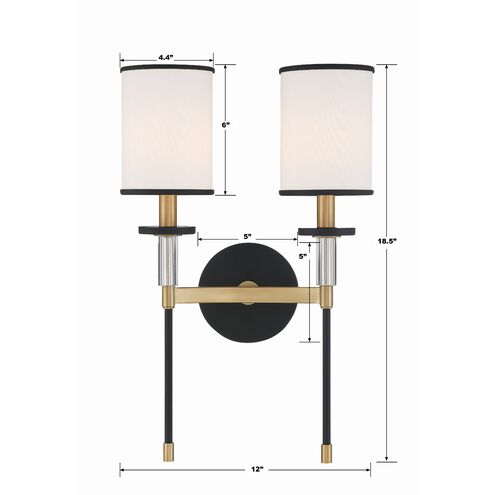 Hatfield 2 Light 12 inch Black Forged and Vibrant Gold Sconce Wall Light in Black Forged with Vibrant Gold