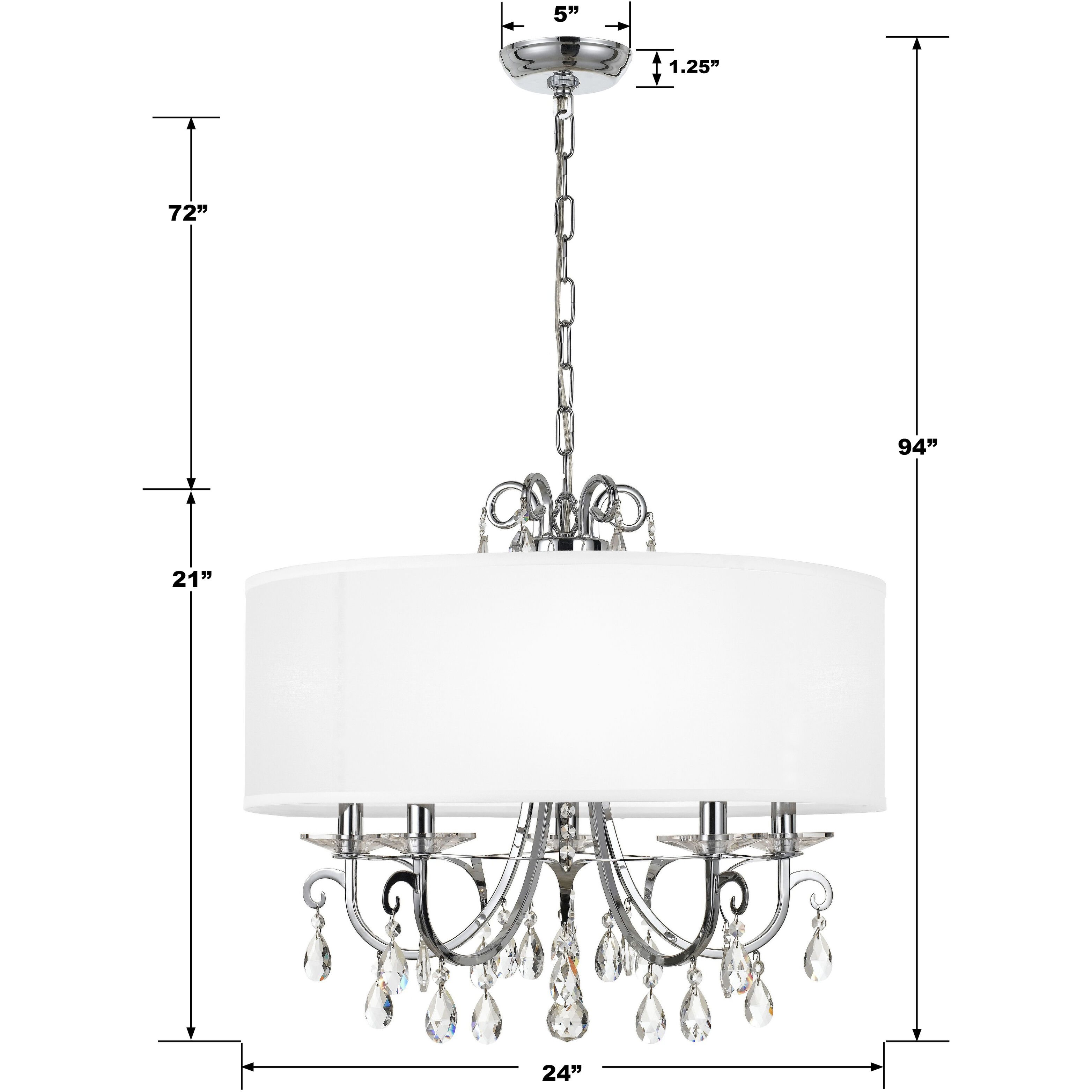 Othello 5 Light 24 inch Polished Chrome Chandelier Ceiling Light in Clear Hand Cut