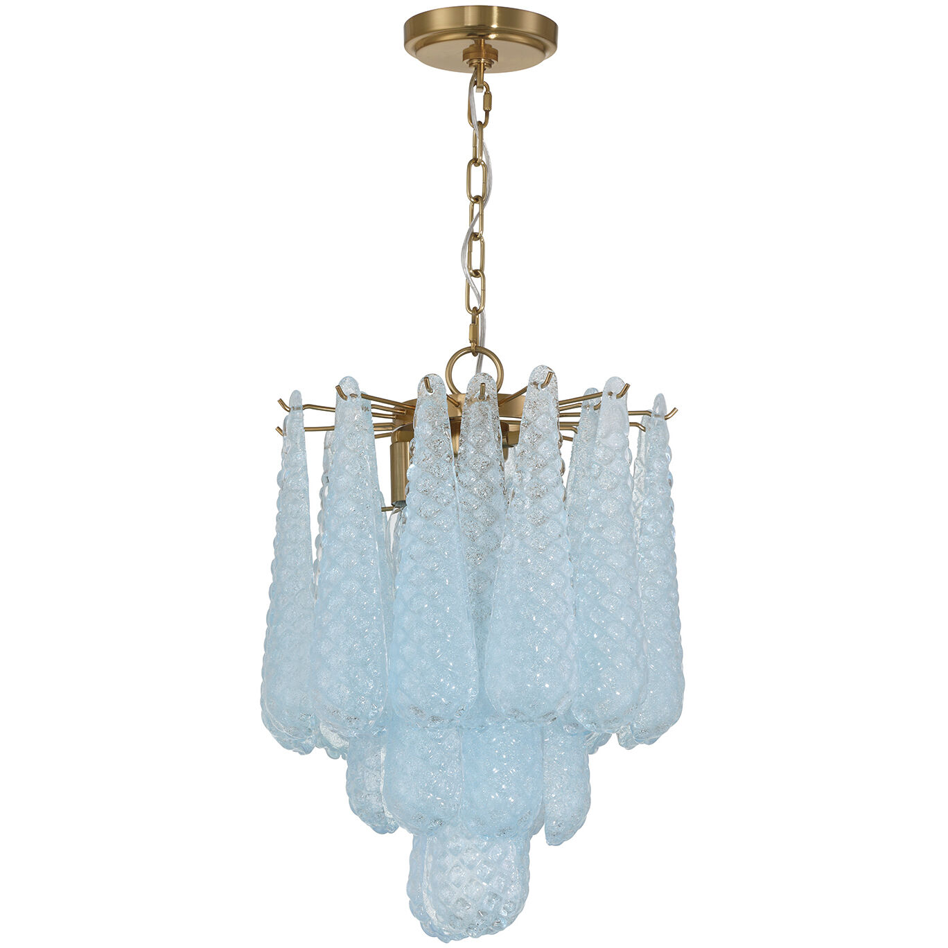 Ollie 4 Light 14.25 inch Aged Brass Pendant Ceiling Light in Sand Glass Blue